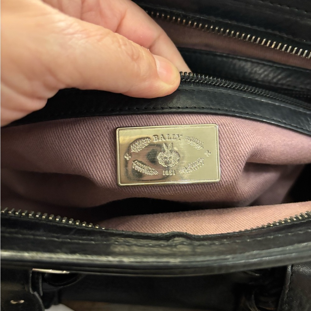 Bally Black Leather Bag with Silver Plaque - Picture 2 of 4